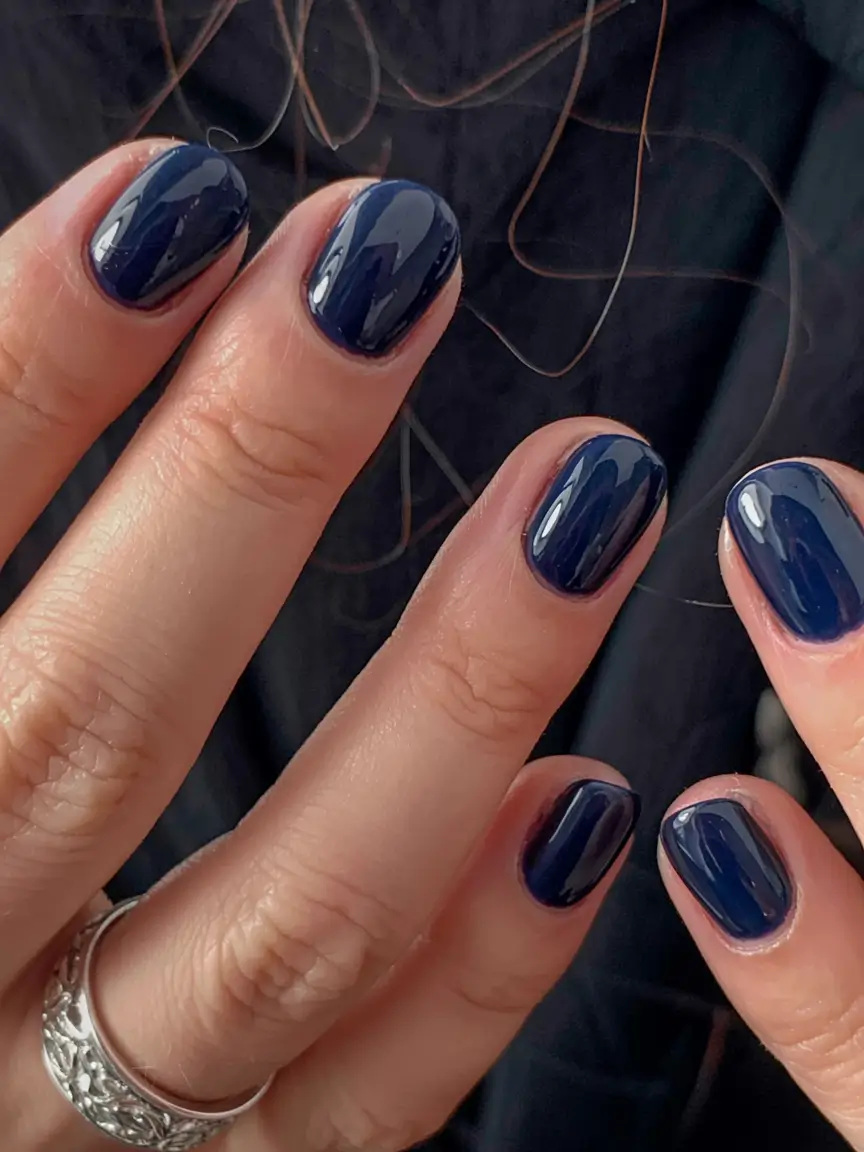 short winter nails ideas 2025 2026 Midnight Velvet