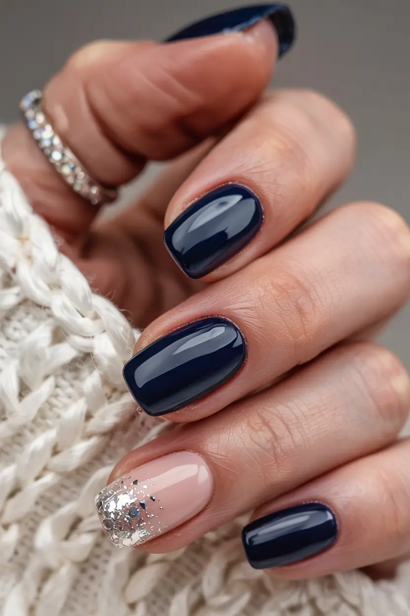 short winter nails ideas 2025 2026 Blueberry Shine