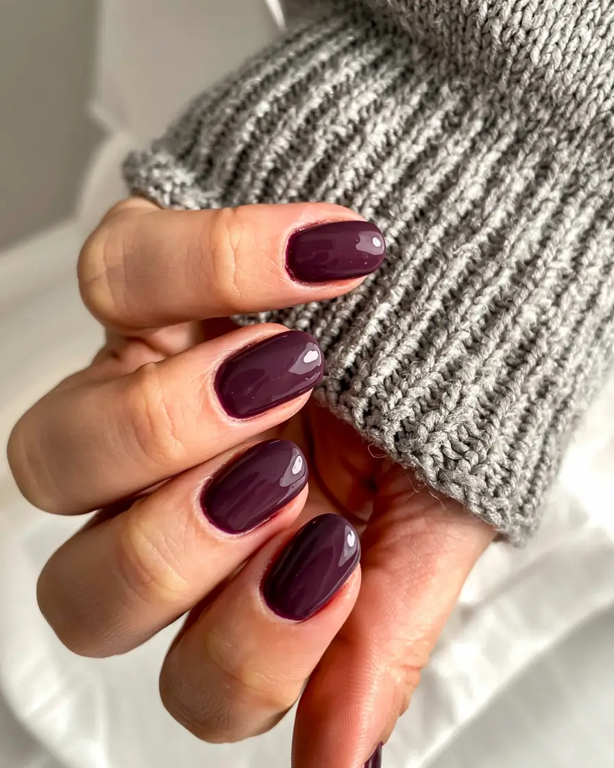 short winter nails ideas 2025 2026 Mulberry Wine