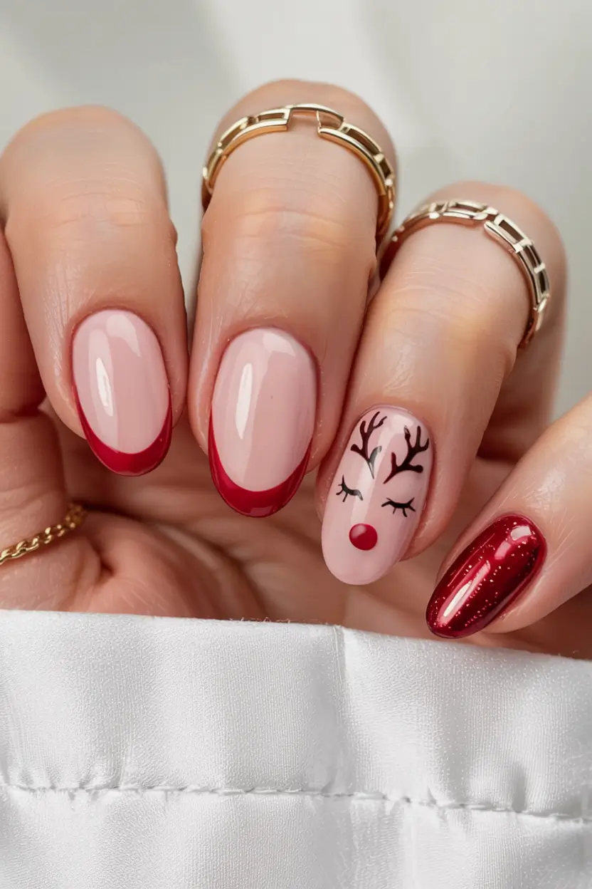 Simple Christmas Nails 2025 Reindeer Dreams