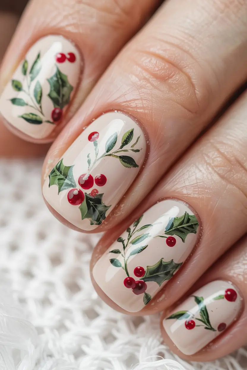 Simple Christmas Nails 2025 Mistletoe Muse