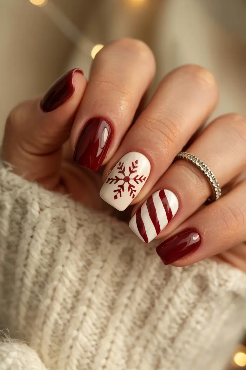 Simple Christmas Nails 2025 Crimson Candy Classic