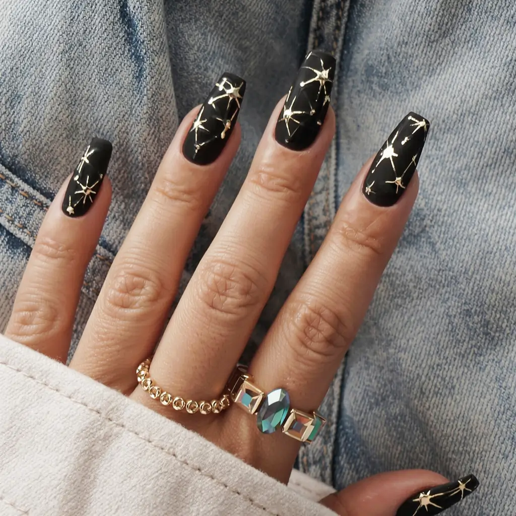 Simple Christmas Nails 2025 Starlit Midnight