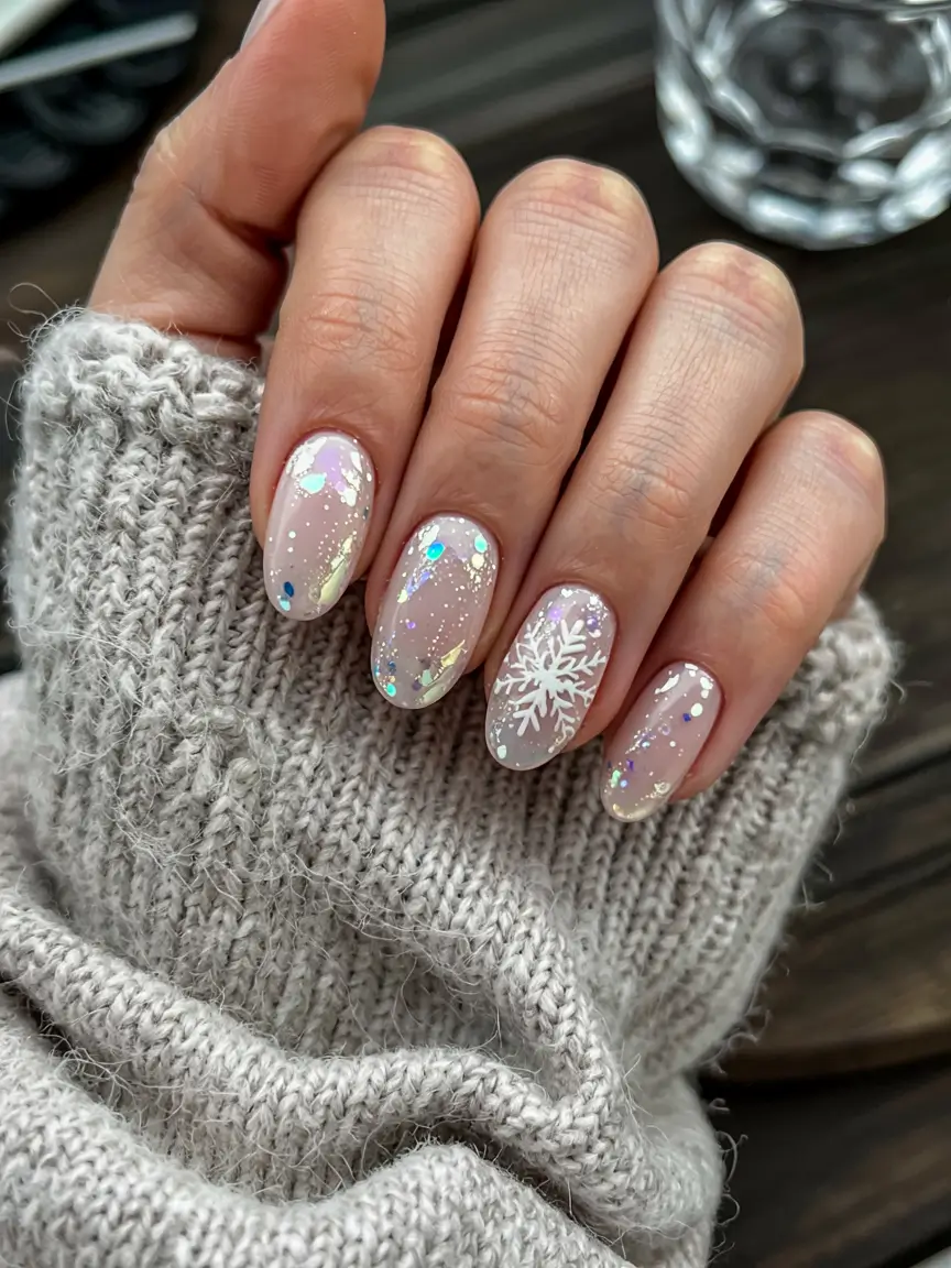 snowflake winter nails ideas 2025 2026 Glitter Storm Serenity