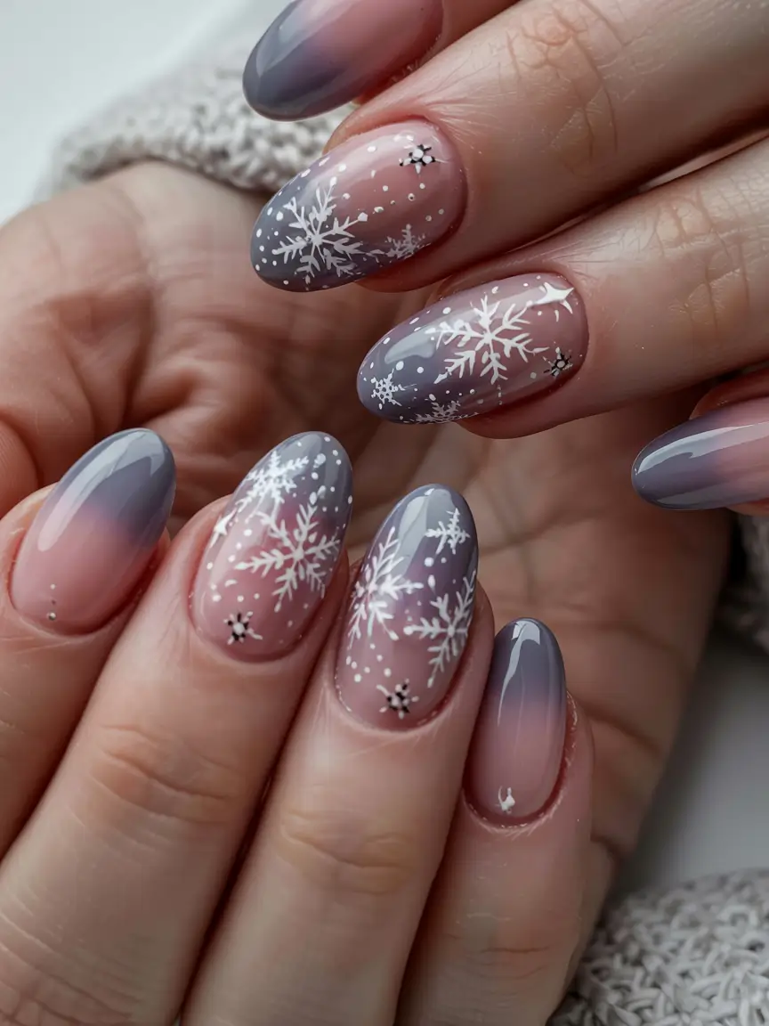 snowflake winter nails ideas 2025 2026 Blushed Smoke Frost