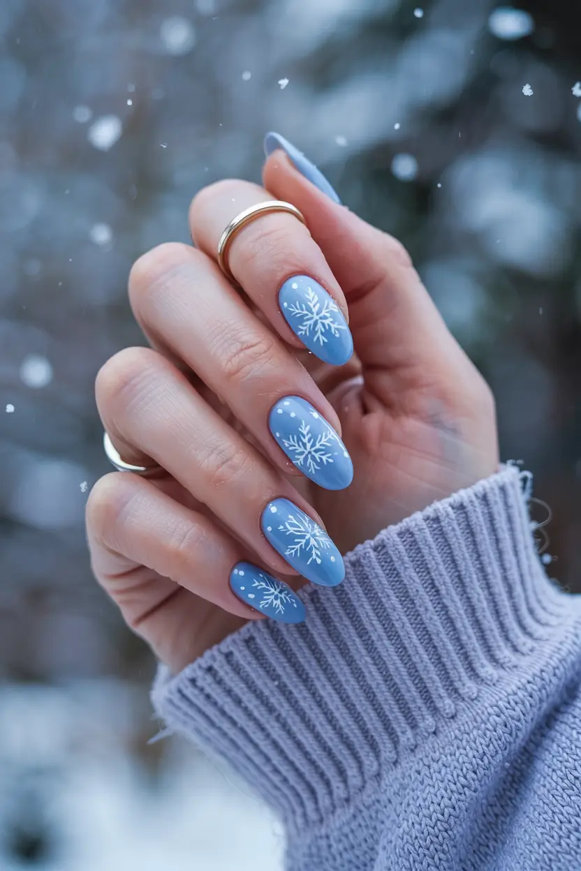 snowflake winter nails ideas 2025 2026 Winter Sky Matte