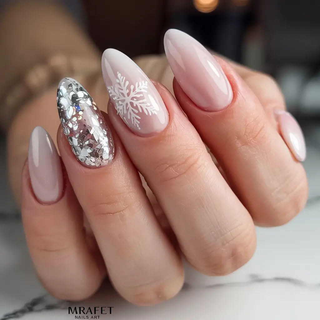snowflake winter nails ideas 2025 2026 Glam Frost Charm