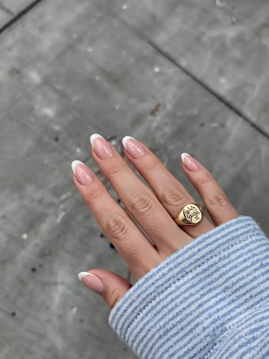 Stylish Christmas French Nails 2025 Minimalist Winter French