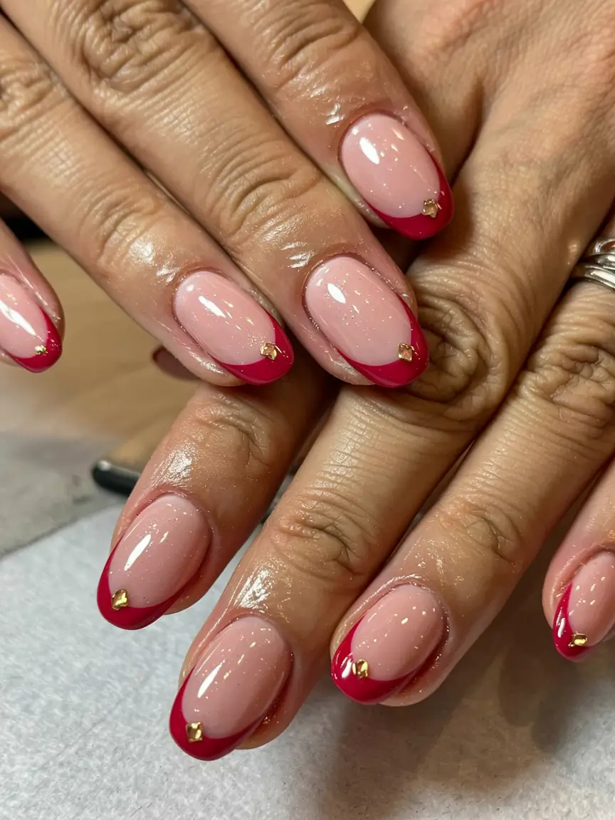 Stylish Christmas French Nails 2025 Golden Touch French