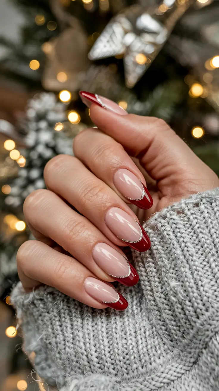 Stylish Christmas French Nails 2025 Cranberry Spark