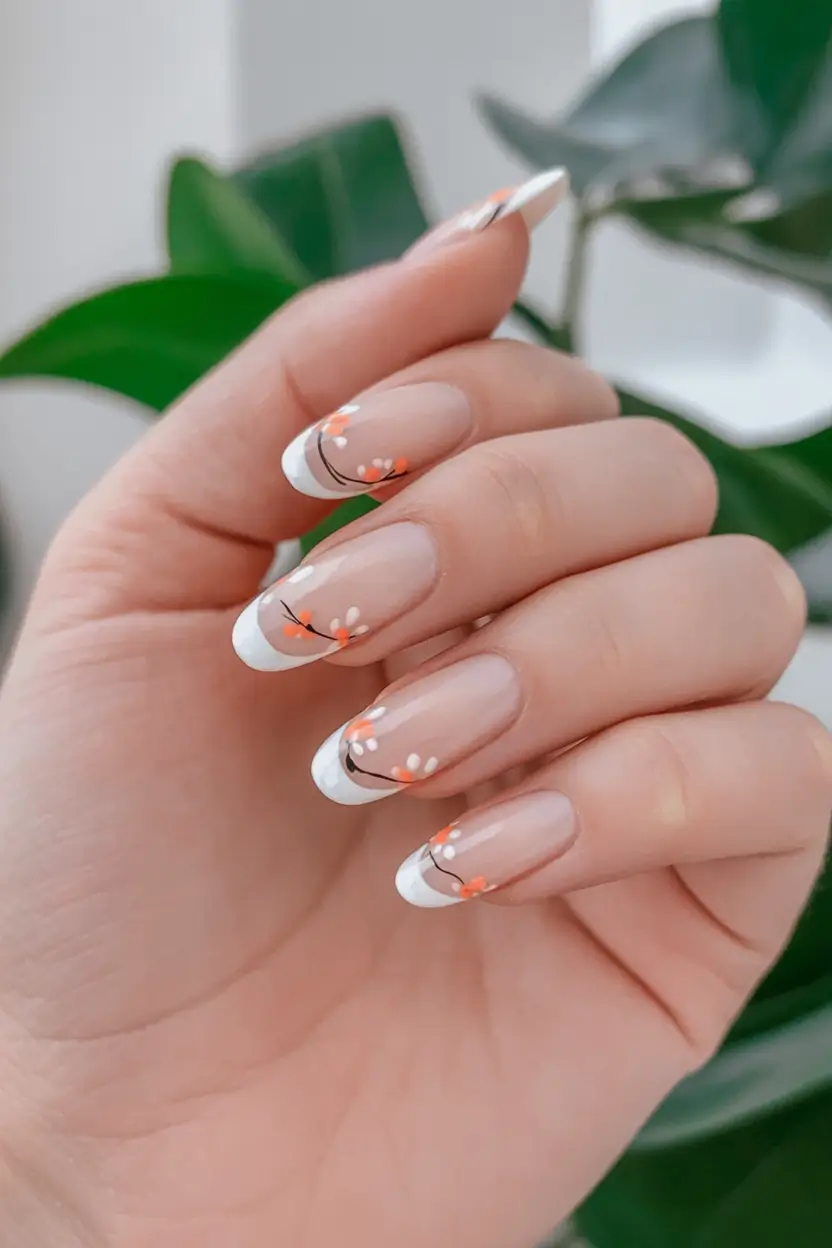 Stylish Christmas French Nails 2025 Frosted Petal French