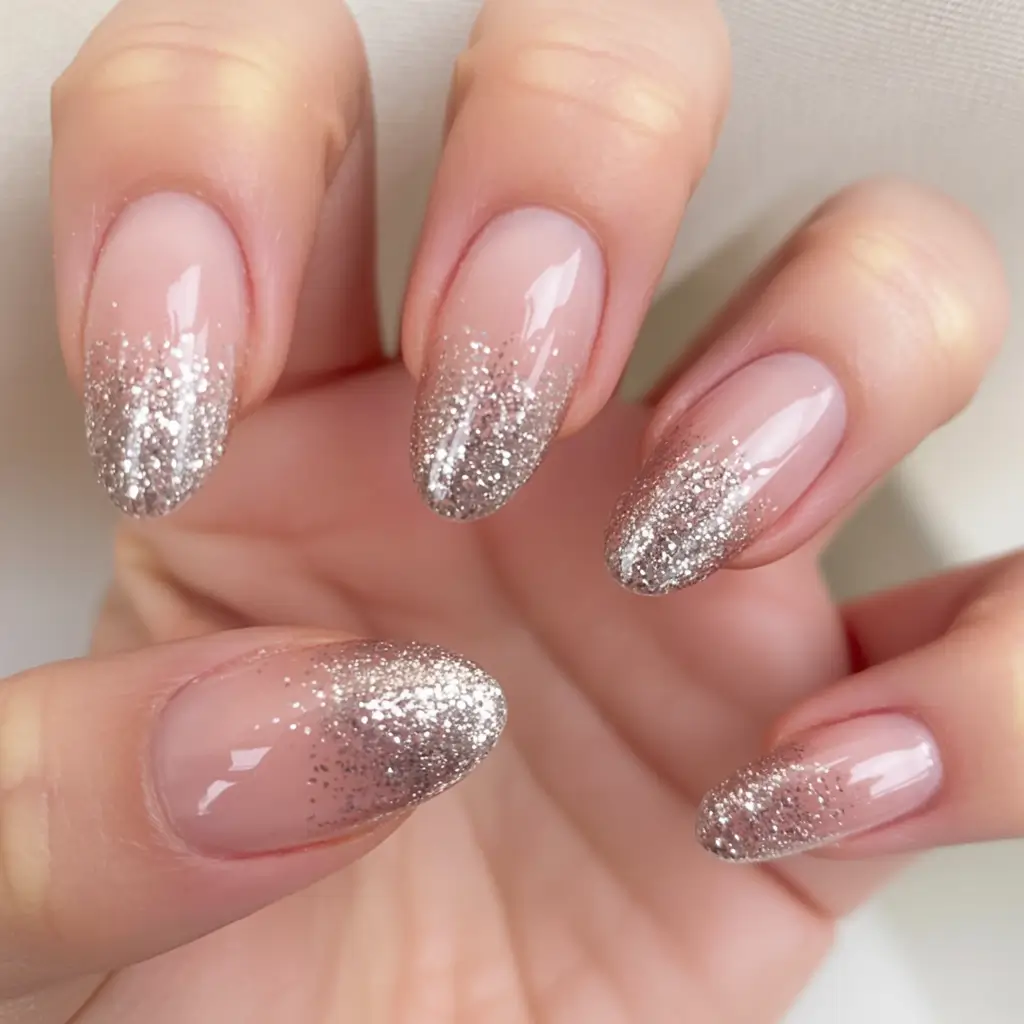 stylish nail ideas for winter 2025 2026 Frosted Glitter Fade