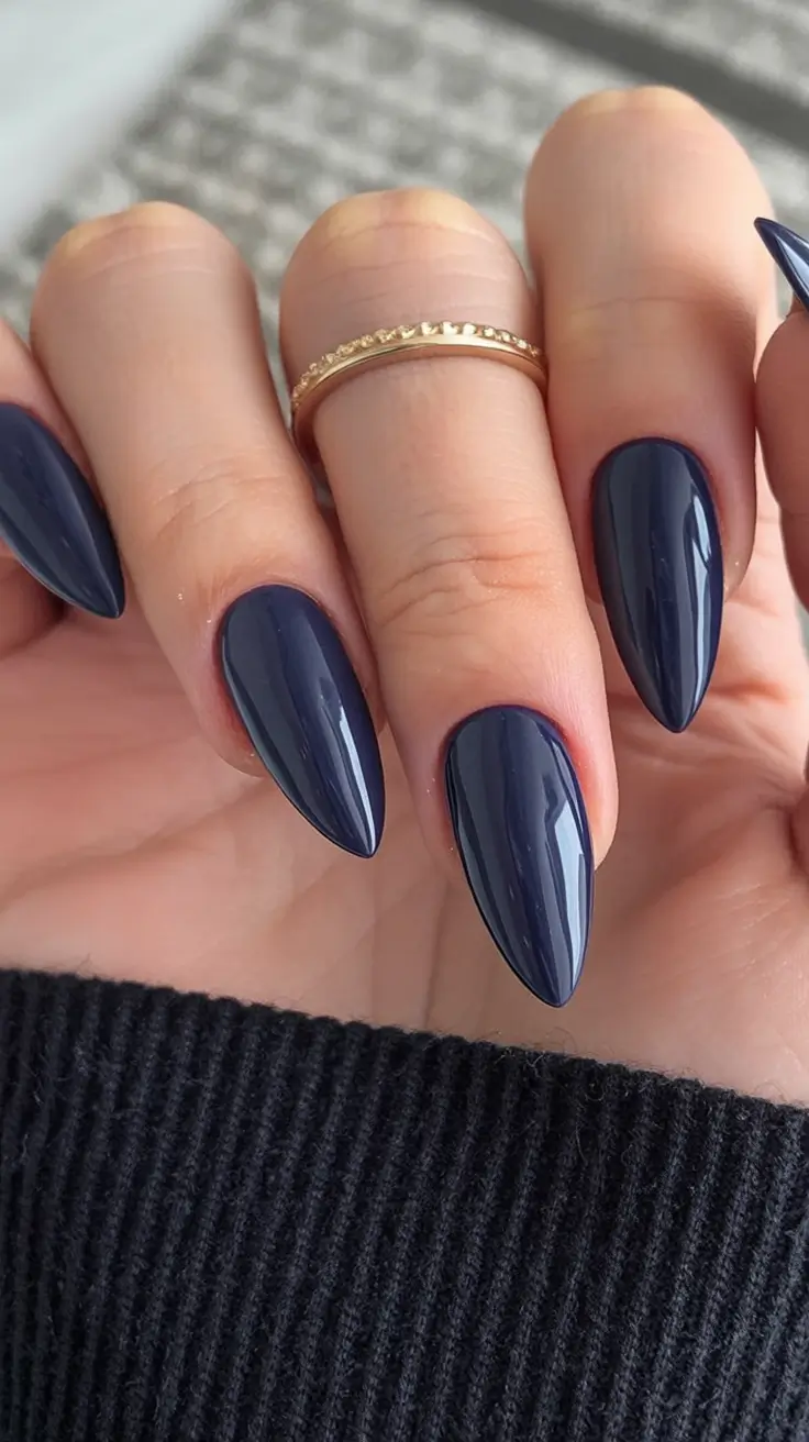 stylish nail ideas for winter 2025 2026 Midnight Navy Allure