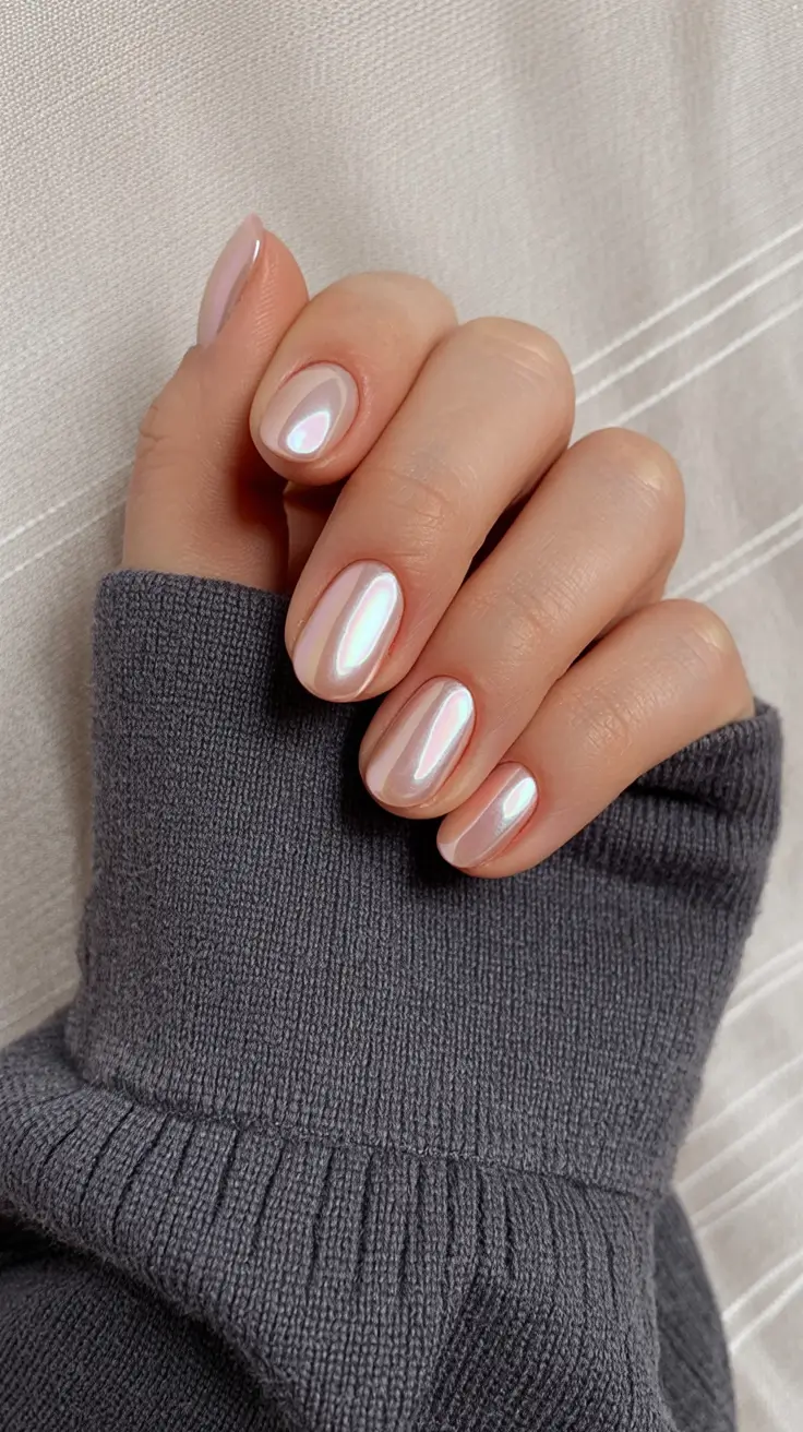 stylish nail ideas for winter 2025 2026 Soft Pearl Sheen