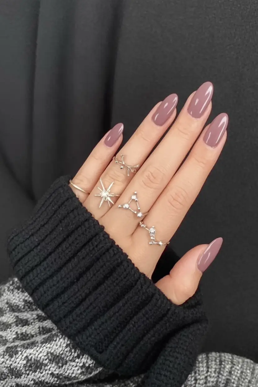 stylish nail ideas for winter 2025 2026 Mauve Eclipse