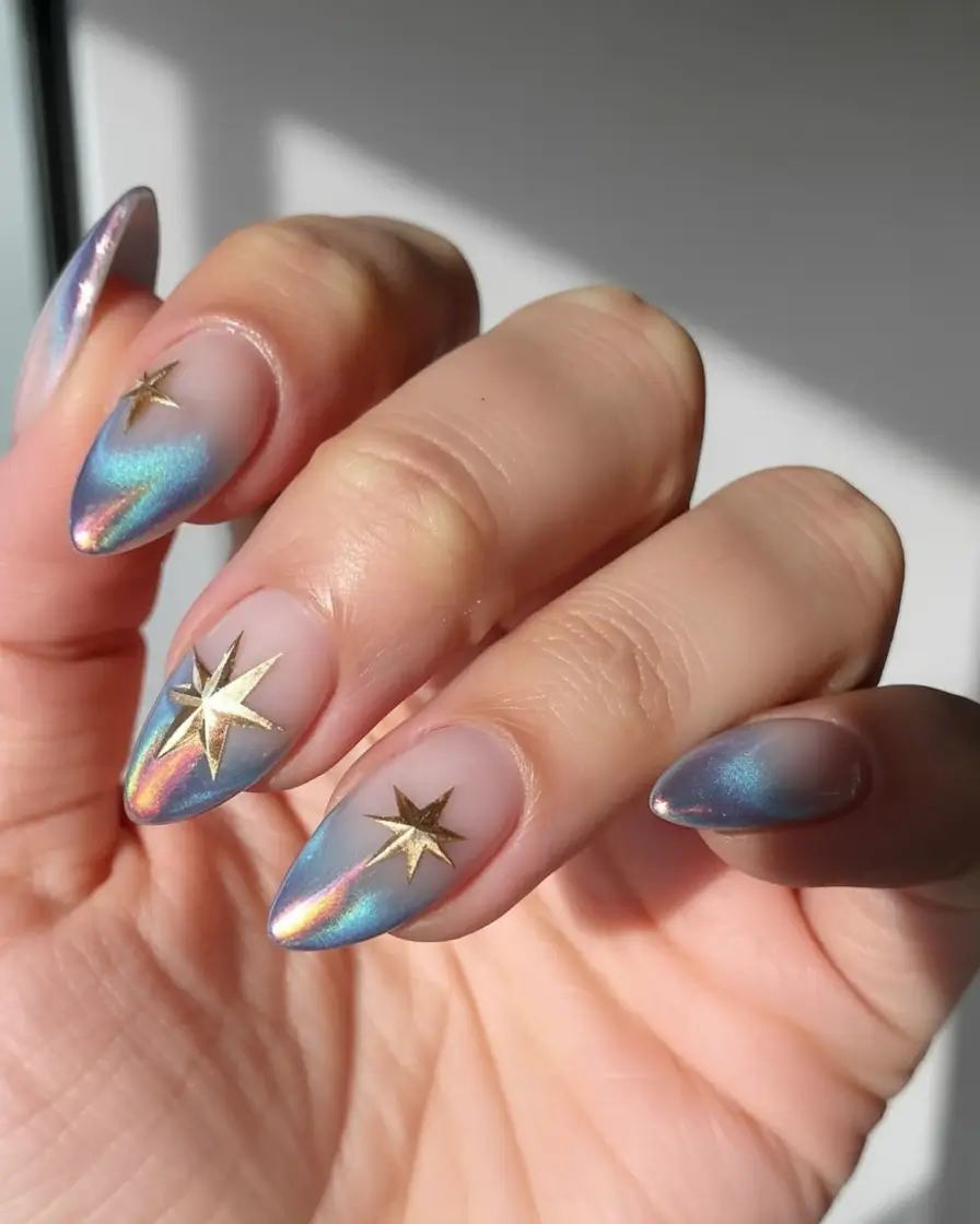 stylish nail ideas for winter 2025 2026 Aurora Starburst
