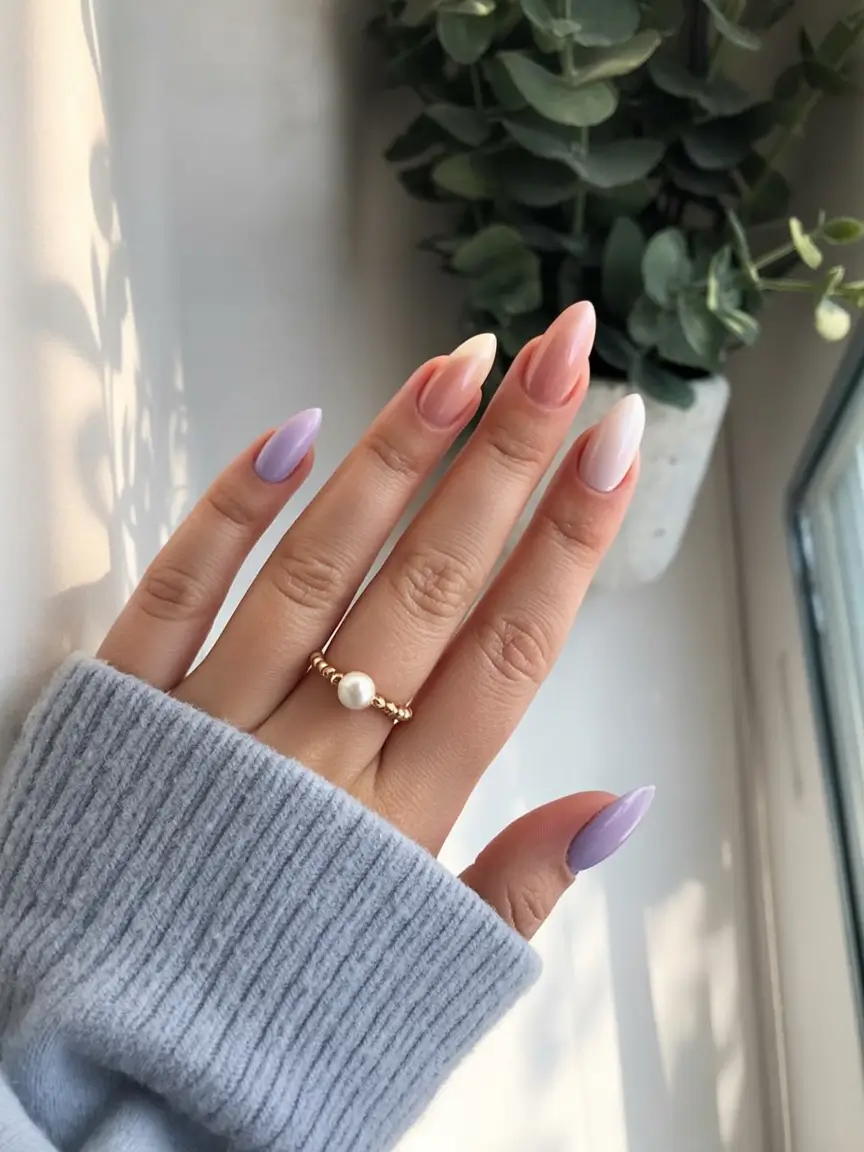 stylish nail ideas for winter 2025 2026 Frosted Pastel Blend