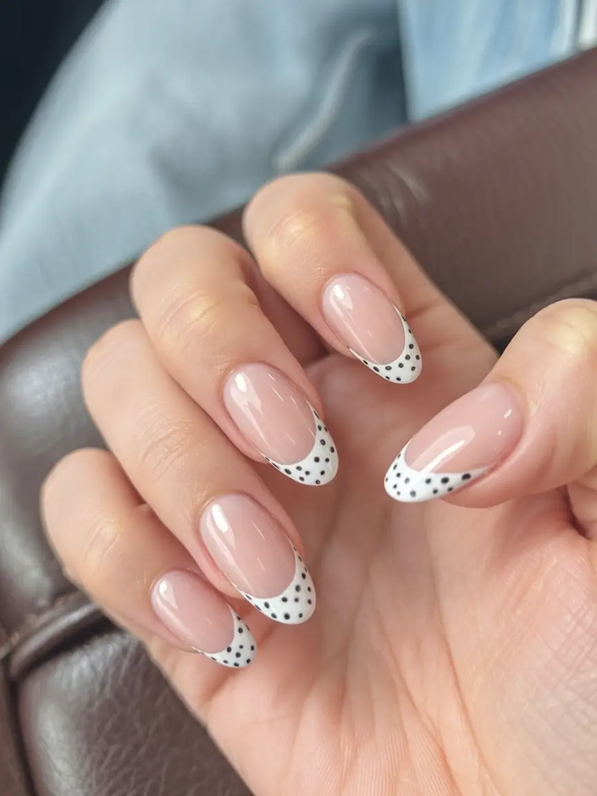 stylish nail ideas for winter 2025 2026 Dalmatian French Chic