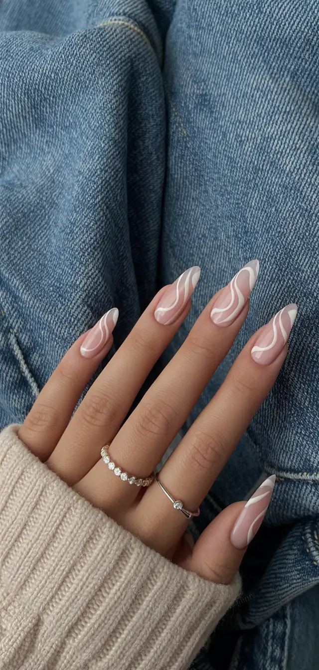 stylish nail ideas for winter 2025 2026 Soft White Waves