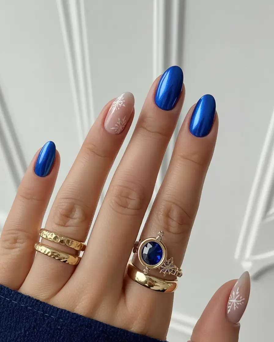 stylish nail ideas for winter 2025 2026 Frozen Sapphire Glow
