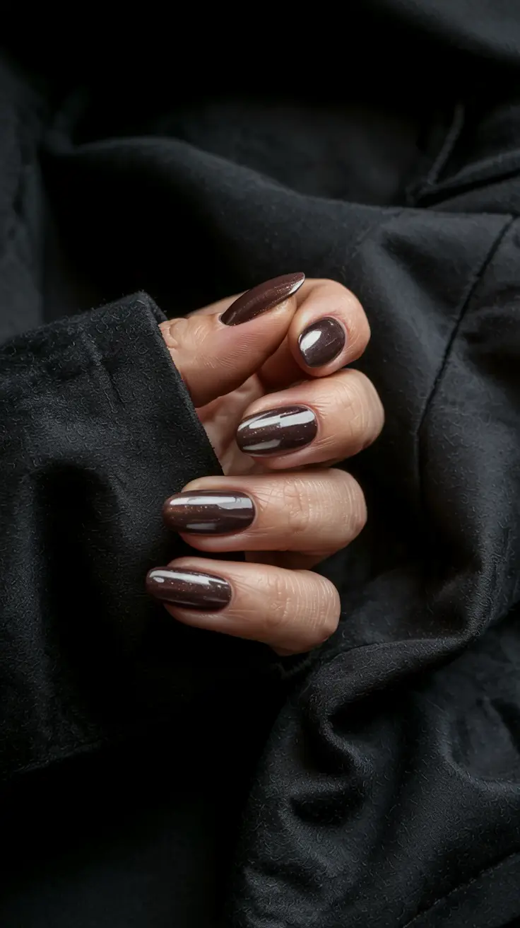 trendy almond nail shapes winter 2025 2026 Velvet Espresso