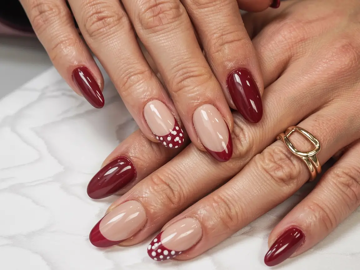 trendy almond nail shapes winter 2025 2026 Cranberry French Affair