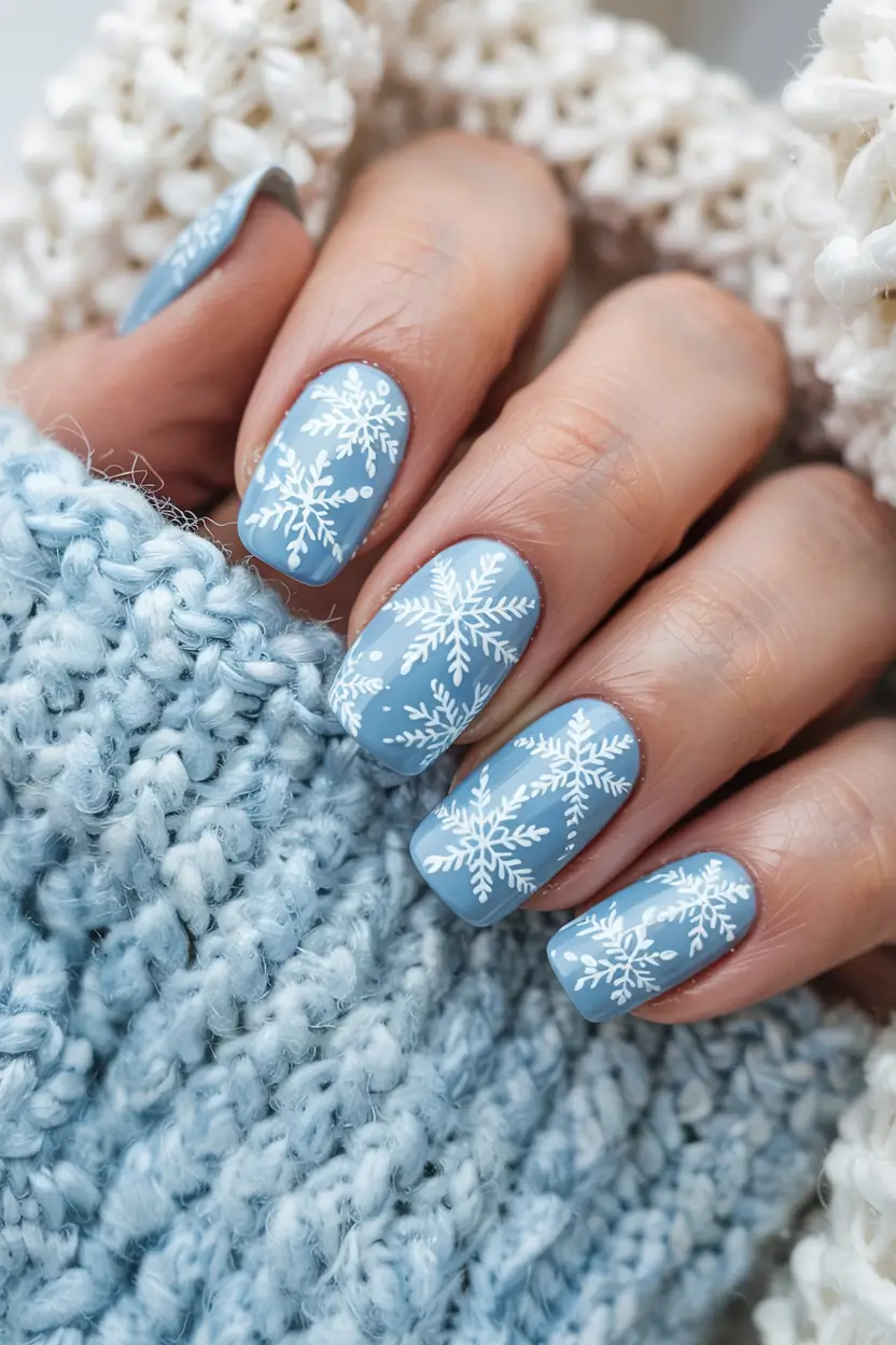 Trendy Blue Nail Ideas Christmas 2025 Powder Blue Serenity