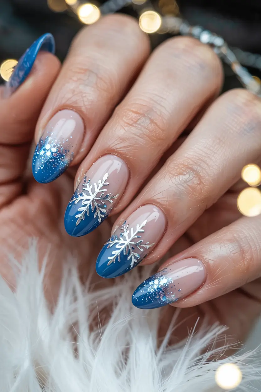 Trendy Blue Nail Ideas Christmas 2025 Blue Glacier Glam