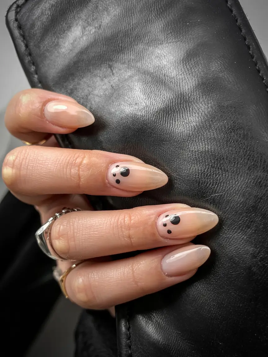 trendy simple winter nail ideas 2025 2026 Minimalist Snow Dots