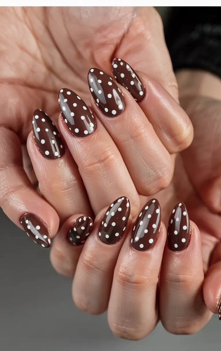 trendy simple winter nail ideas 2025 2026 Winter Cocoa Dots