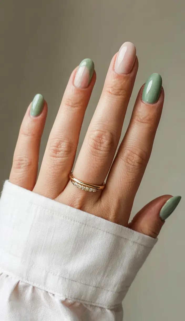 trendy simple winter nail ideas 2025 2026 Serene Sage
