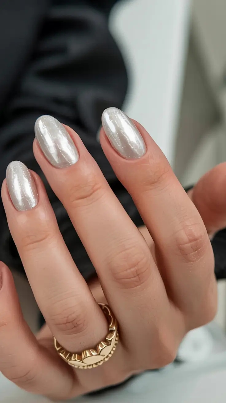 trendy winter dip nails 2025 2026 Frosted Silver Mirage