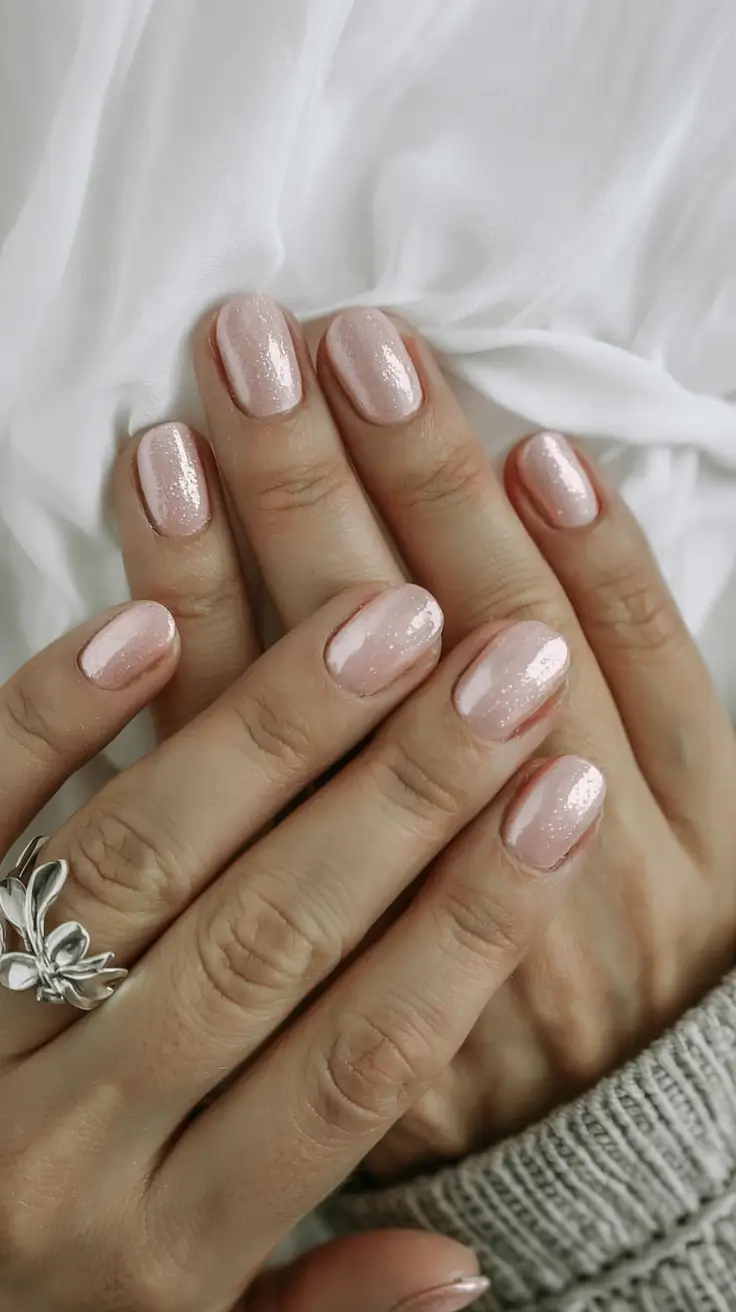 trendy winter dip nails 2025 2026 Champagne Snowfall