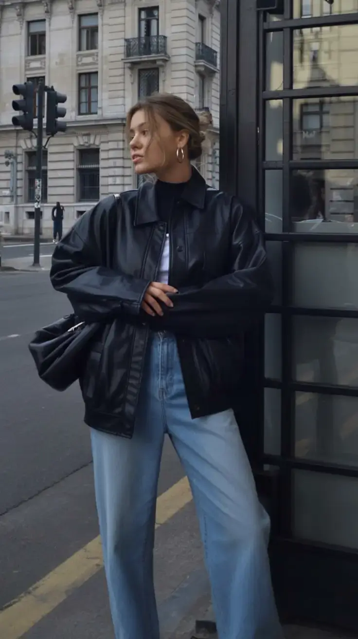 winter 2025 2026 going out outfit ideas Streetwise Ease in Leather and Denim