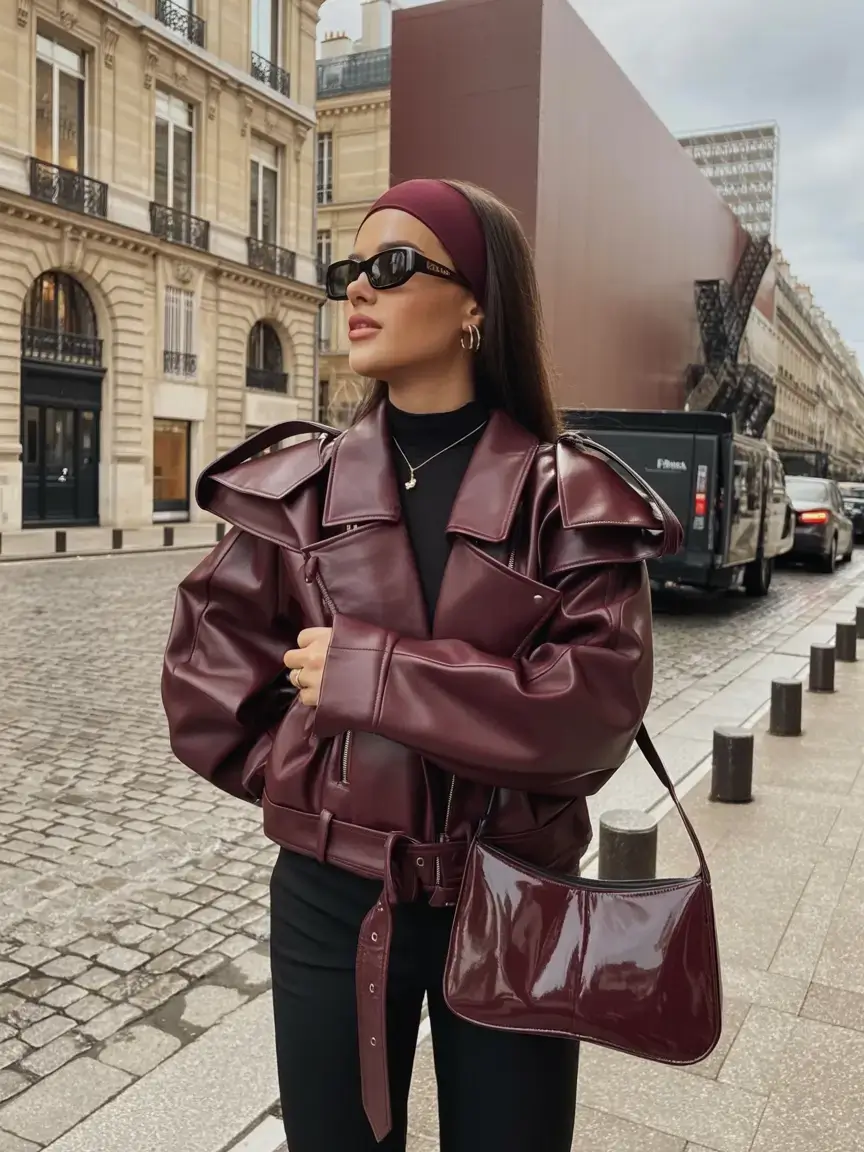 winter 2025 2026 going out outfit ideas Burgundy Power Play