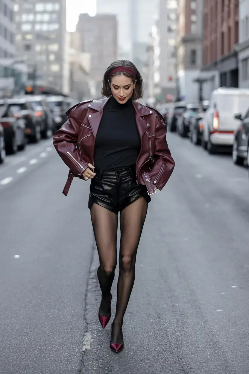 winter 2025 2026 going out outfit ideas Burgundy Rebel Energy