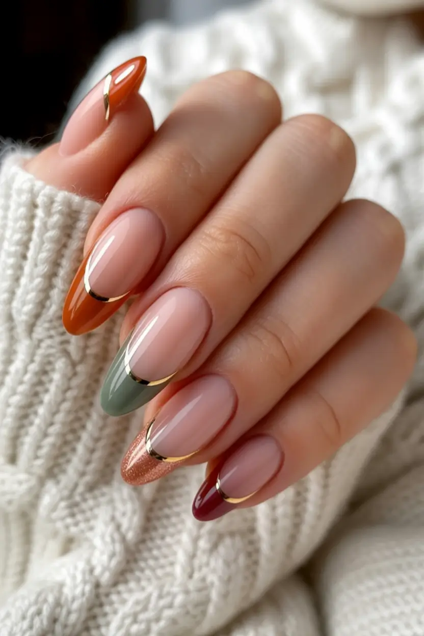 winter acrylic nails 2025 2026 Modern Jewel-Tone French