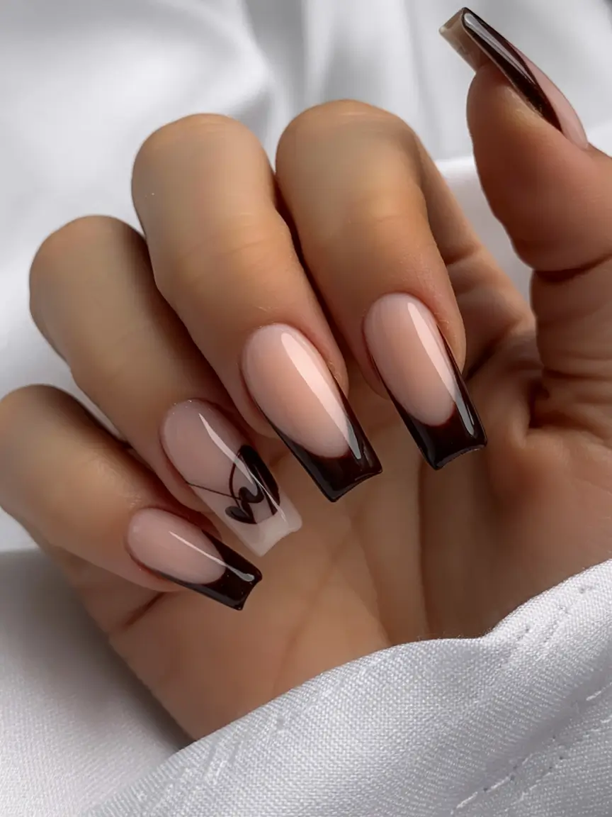 winter acrylic nails 2025 2026 Mocha Edge Elegance