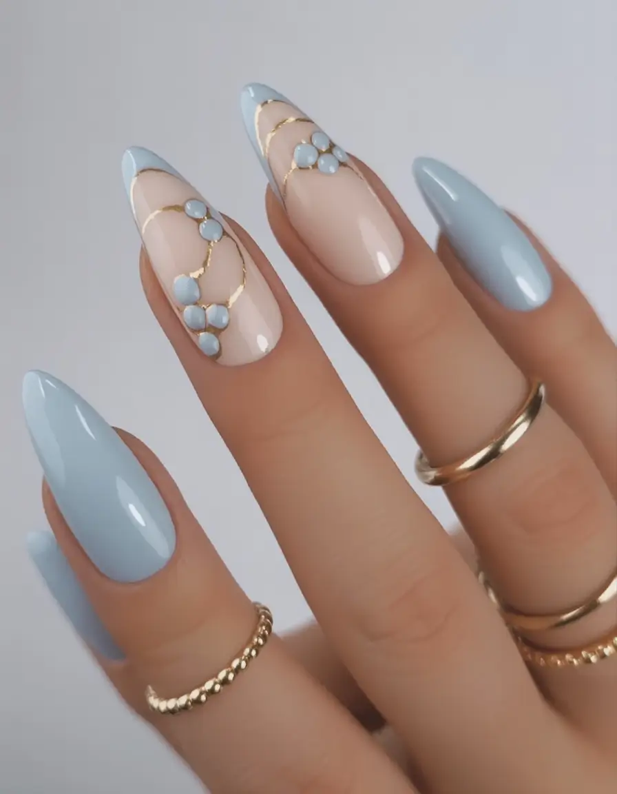 winter acrylic nails 2025 2026 Powder Blue Geometry