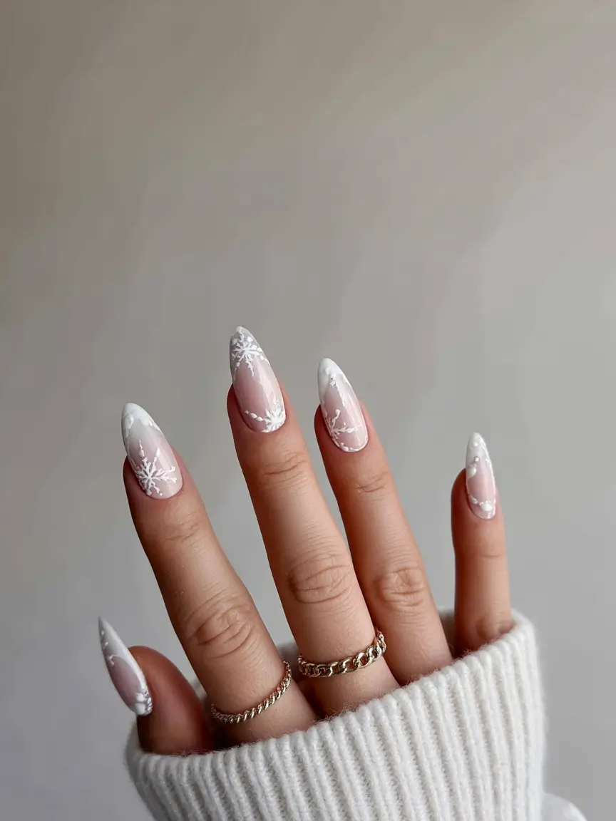 winter acrylic nails 2025 2026 Snowflake Whisper