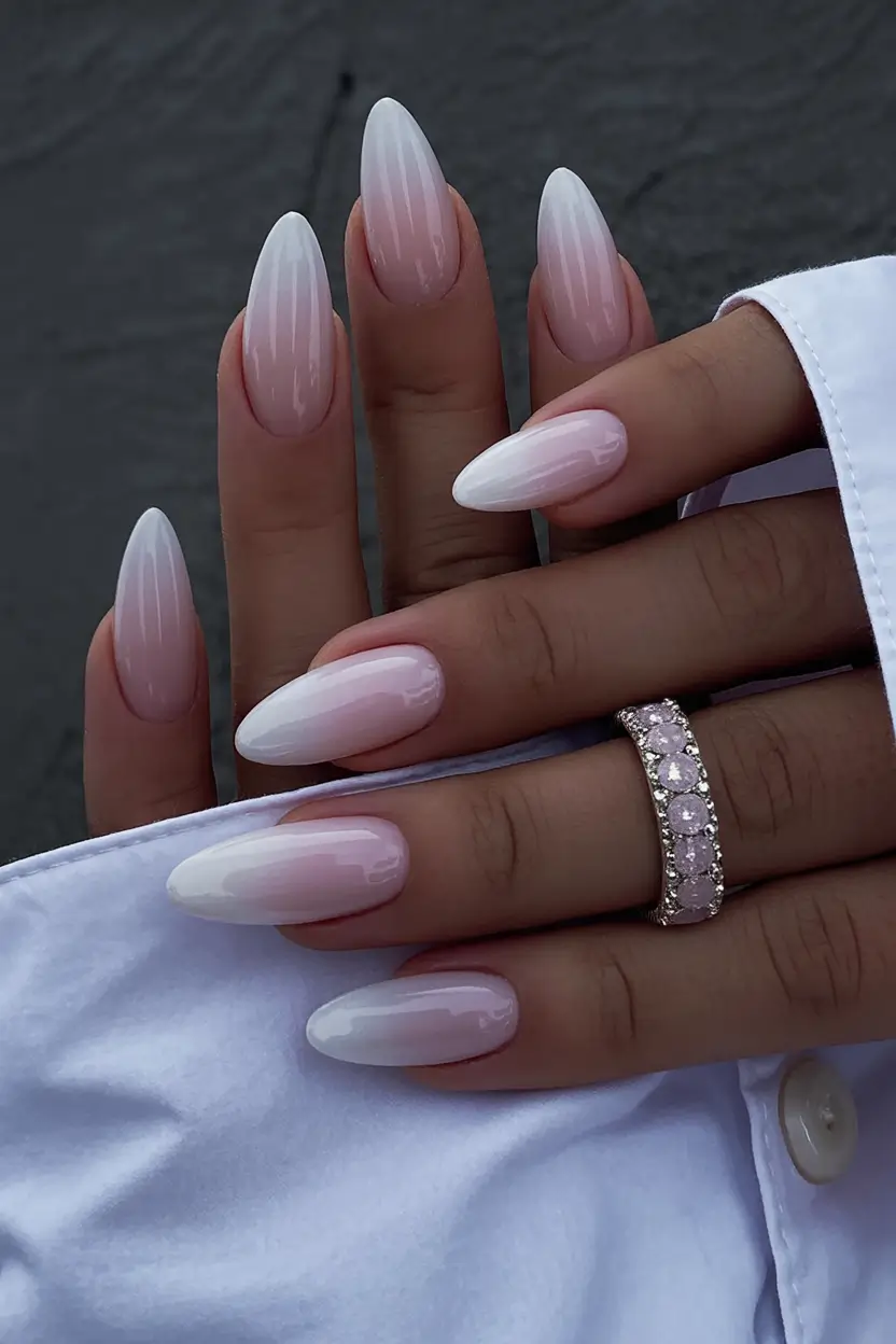 winter acrylic nails 2025 2026 Milky Ombré Glow