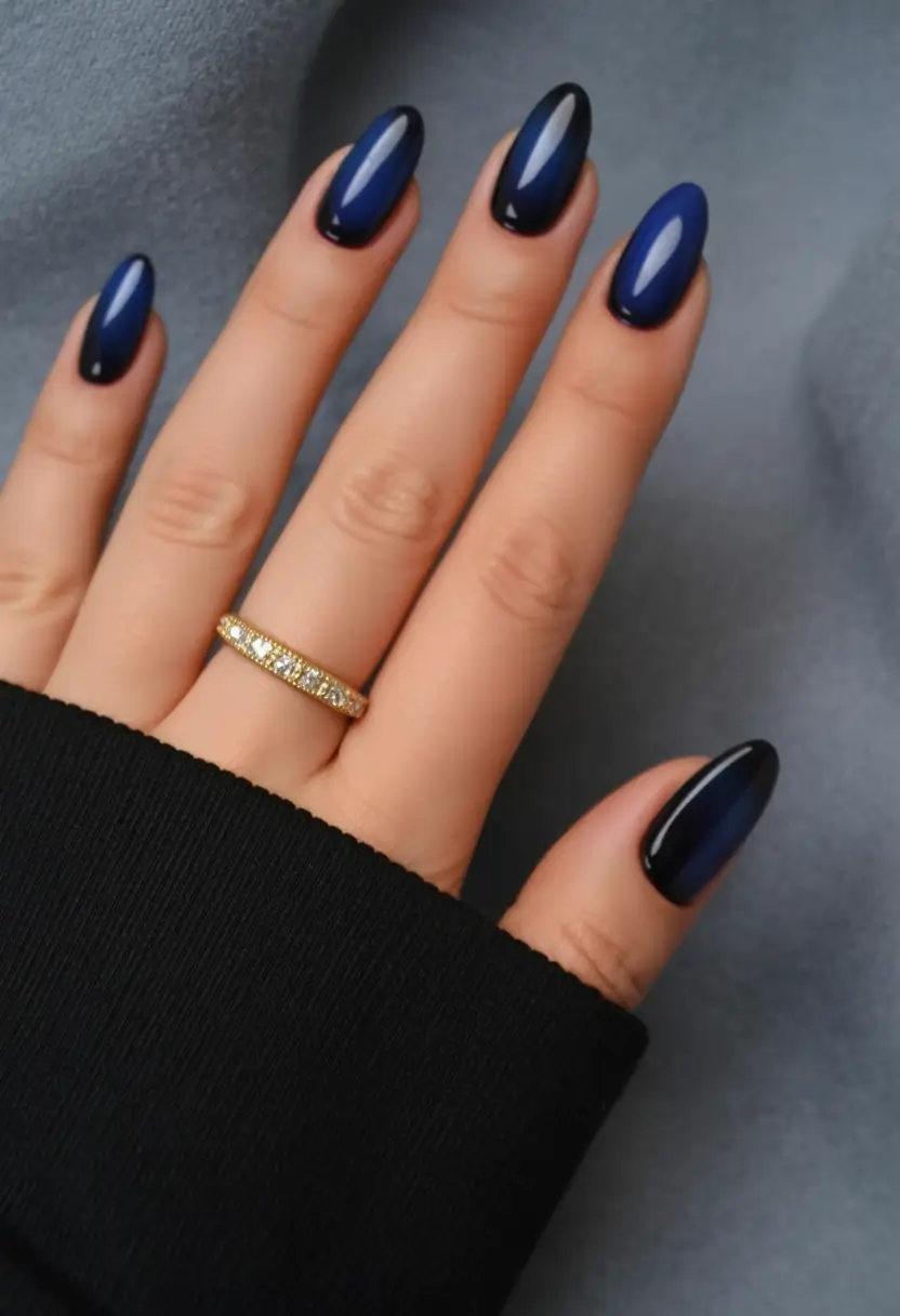 winter acrylic nails 2025 2026 Deep Indigo Fade