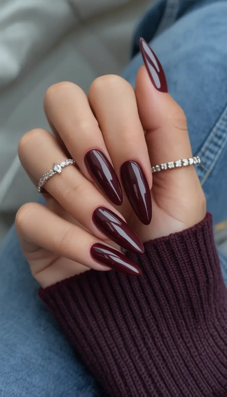 winter acrylic nails 2025 2026 Wine Silk Sophistication