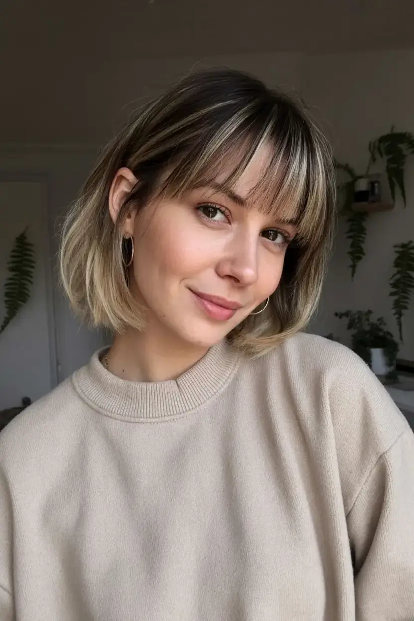 winter bob haircuts ideas 2025 202613 Fringe-Trimmed Bob