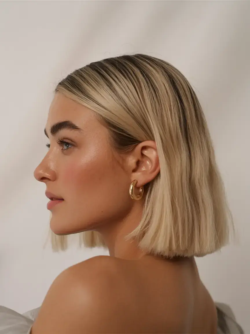 winter bob haircuts ideas 2025 202616 Sharp Blonde Precision Bob