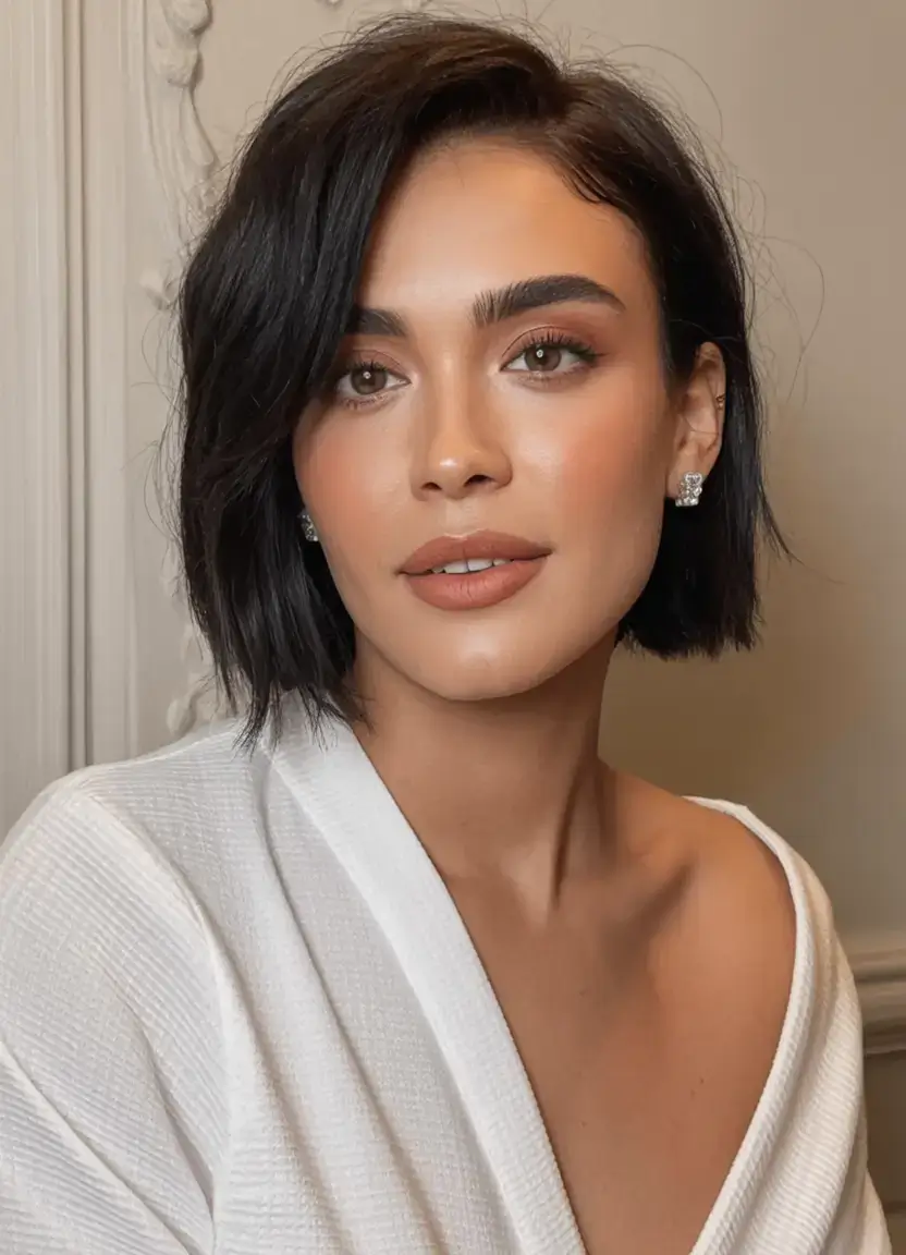 winter bob haircuts ideas 2025 202620 Glam Side-Part Bob
