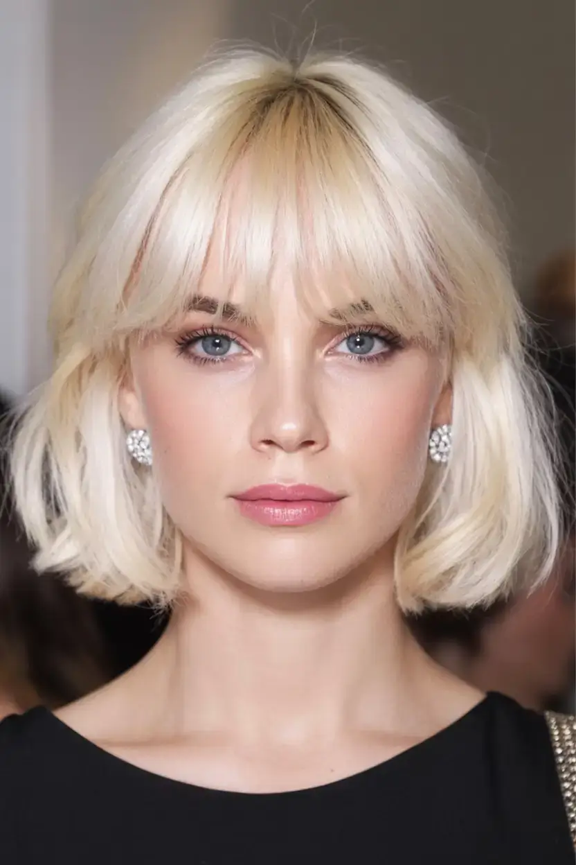 winter bob haircuts ideas 2025 2026 Blunt Blonde Bob with a Polished Finish