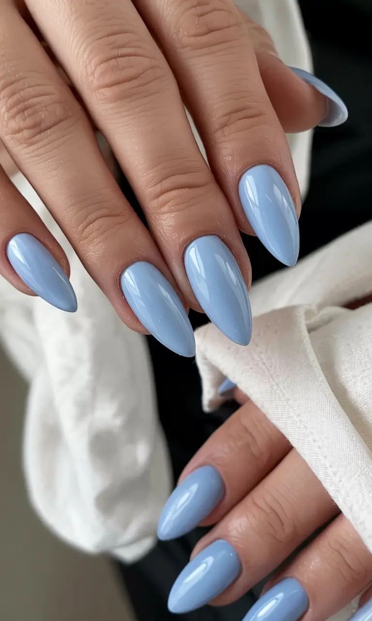winter color nails ideas 2025 2026 Powder Blue Serenity