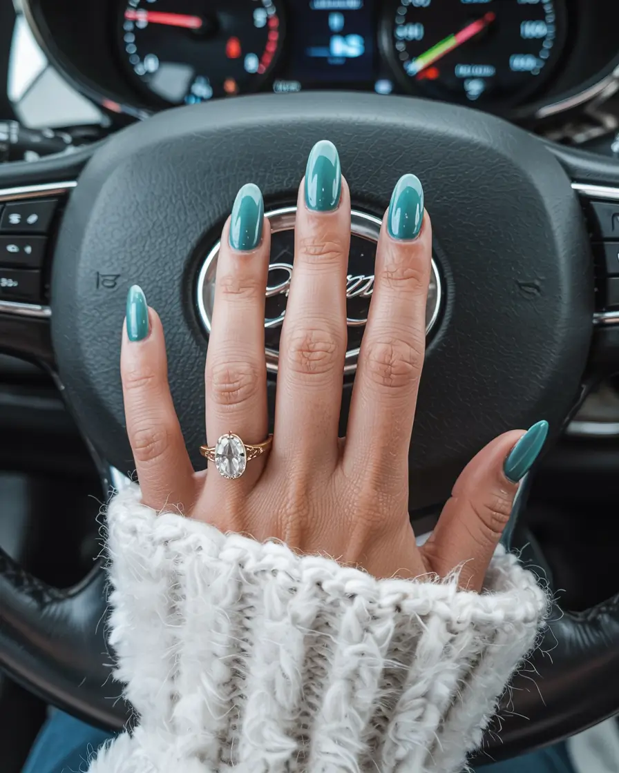 winter color nails ideas 2025 2026 Arctic Jade Fade