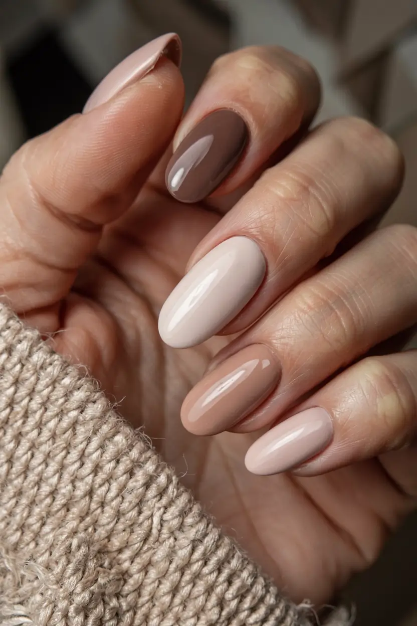 winter color nails ideas 2025 2026 Café Au Lait Chic